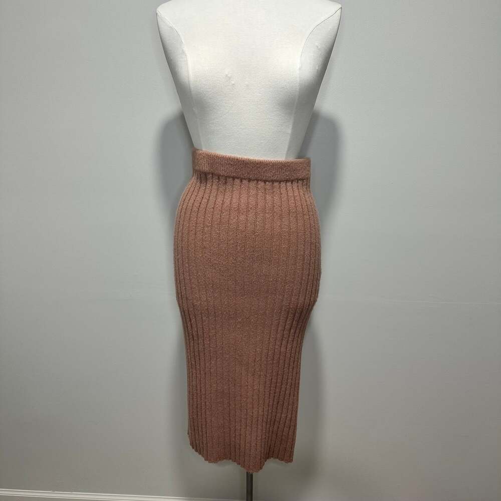 She + Sky Rust Brown Ribbed Knit Skirt, Sz M